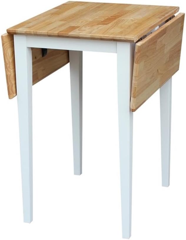 White Natural Solid Wood Drop Leaf Table