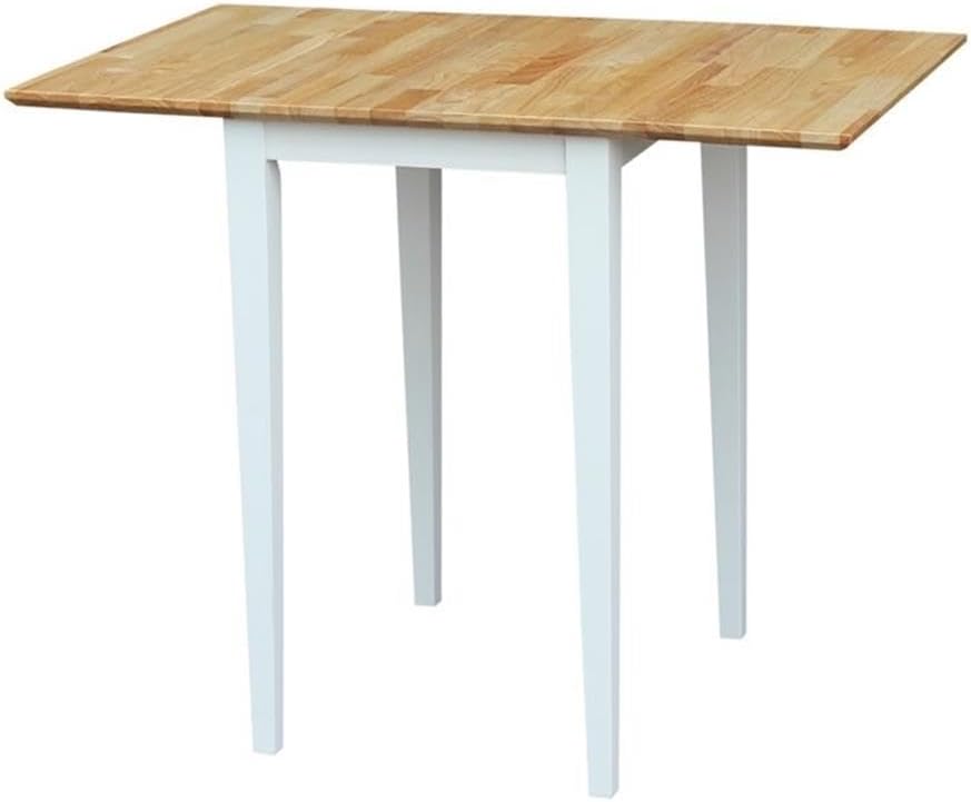 White Natural Solid Wood Drop Leaf Table