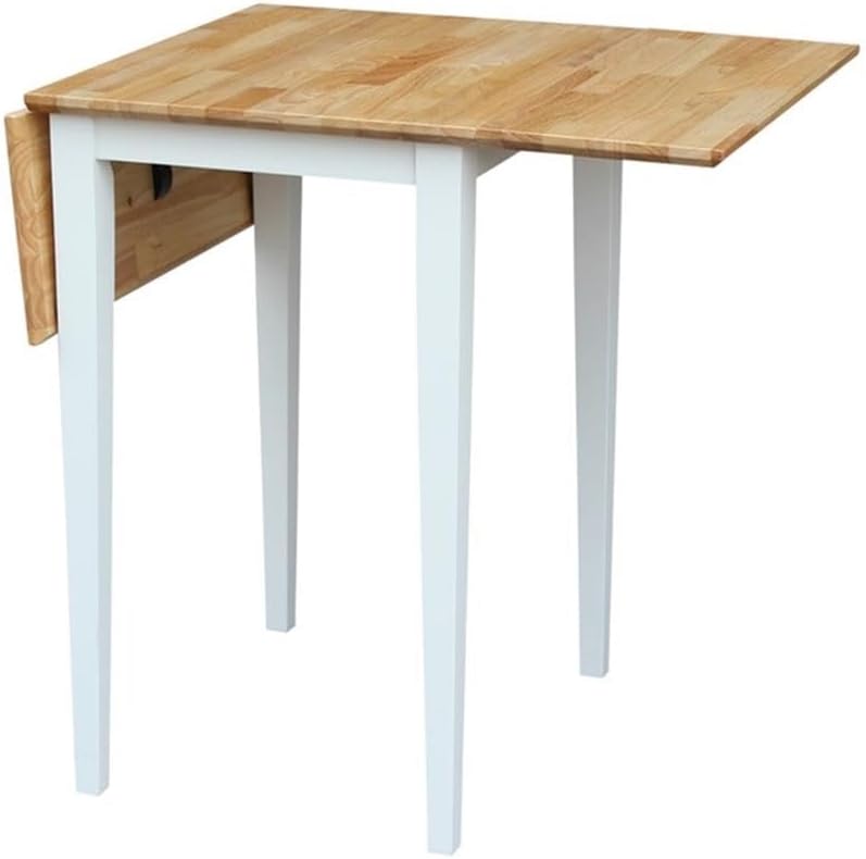 White Natural Solid Wood Drop Leaf Table