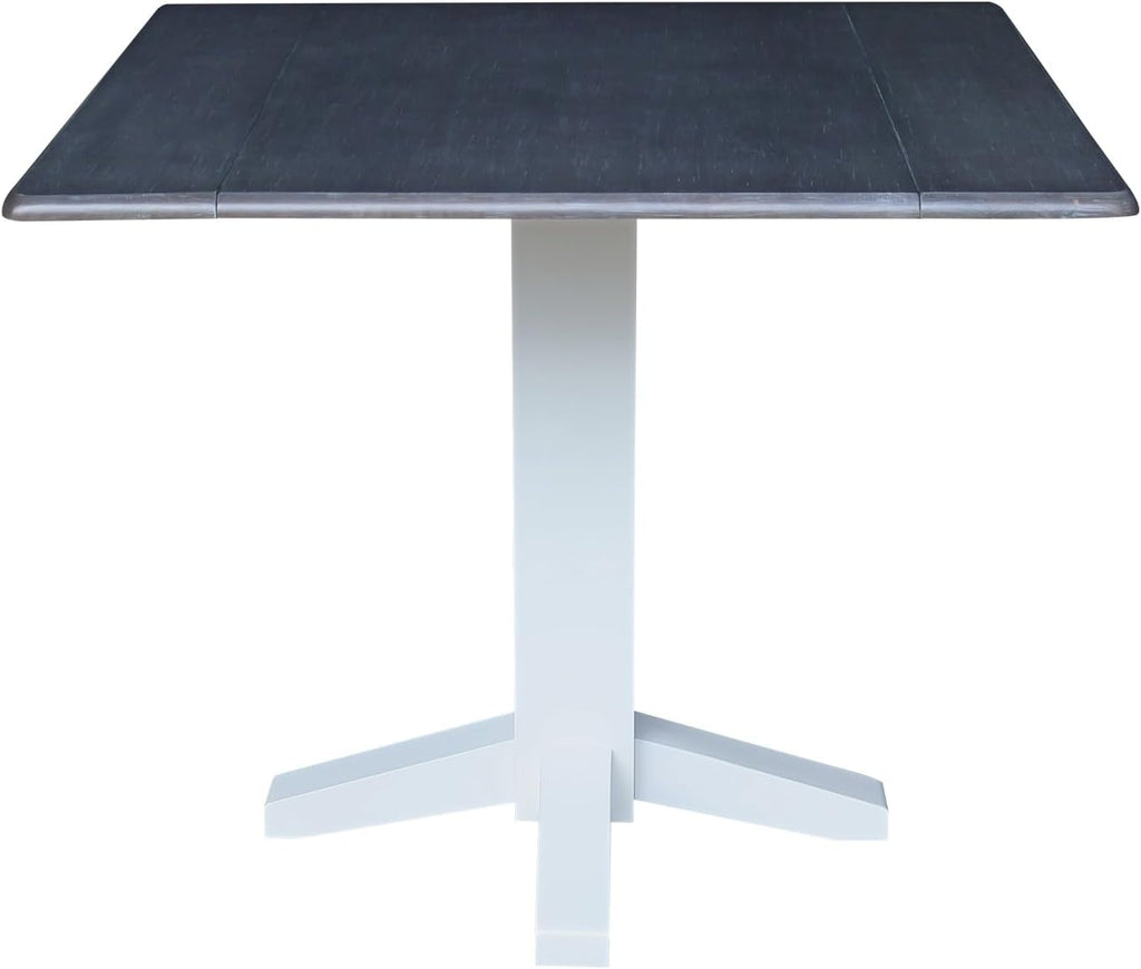 White Grey Dual Drop Leaf Square Table