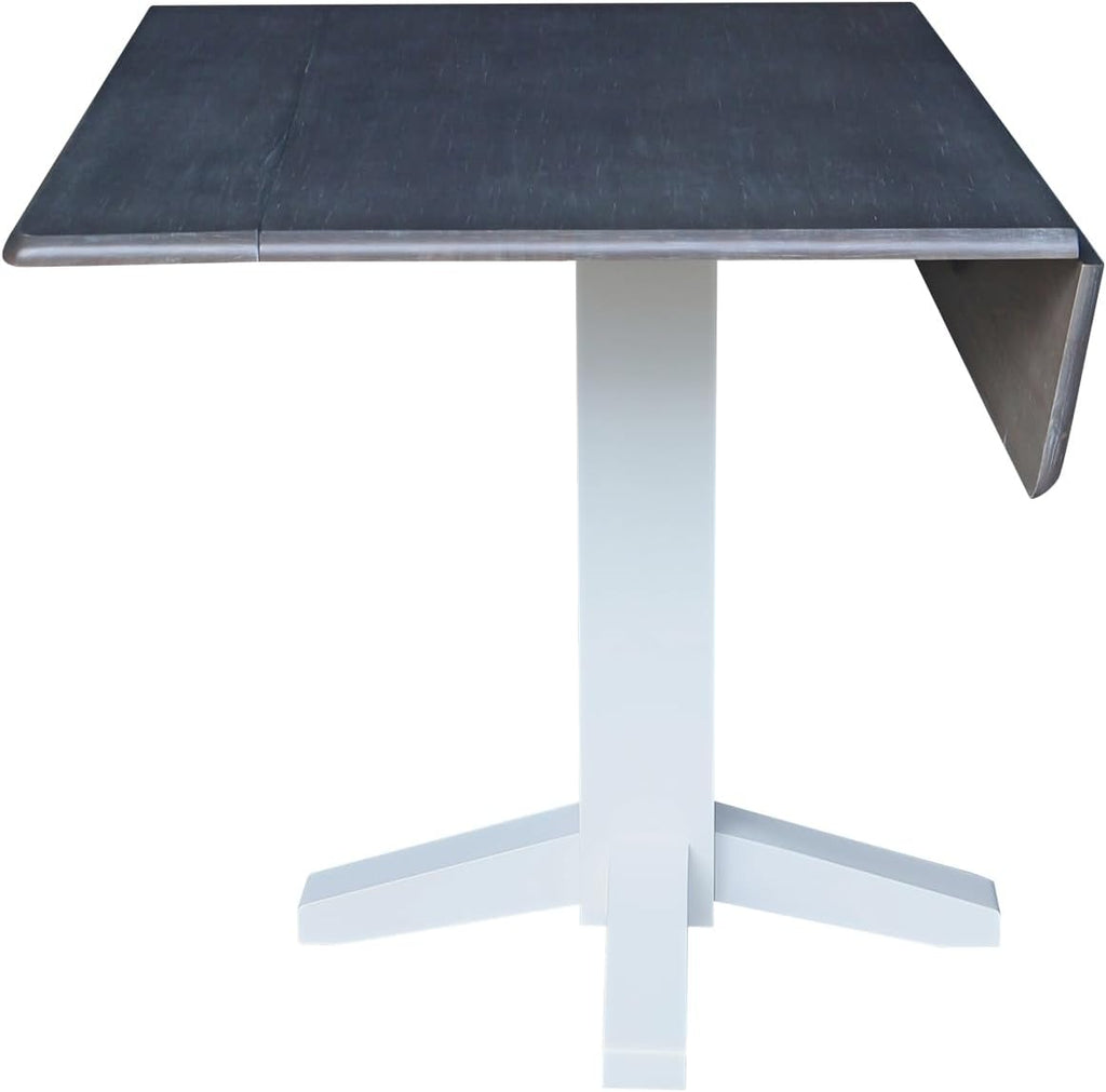 White Grey Dual Drop Leaf Square Table