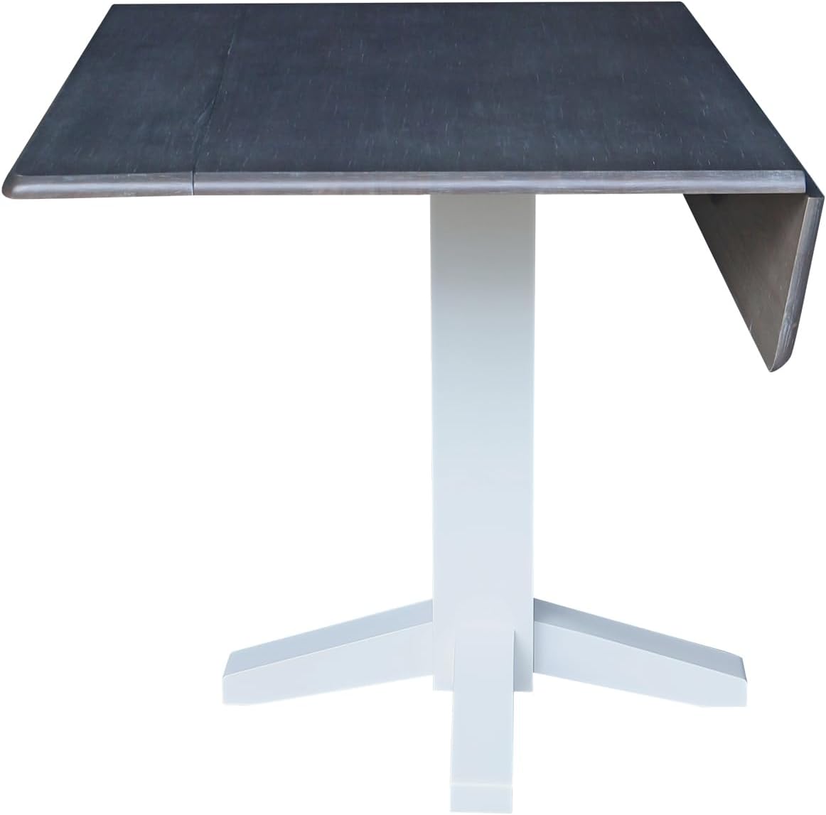 White Grey Dual Drop Leaf Square Table