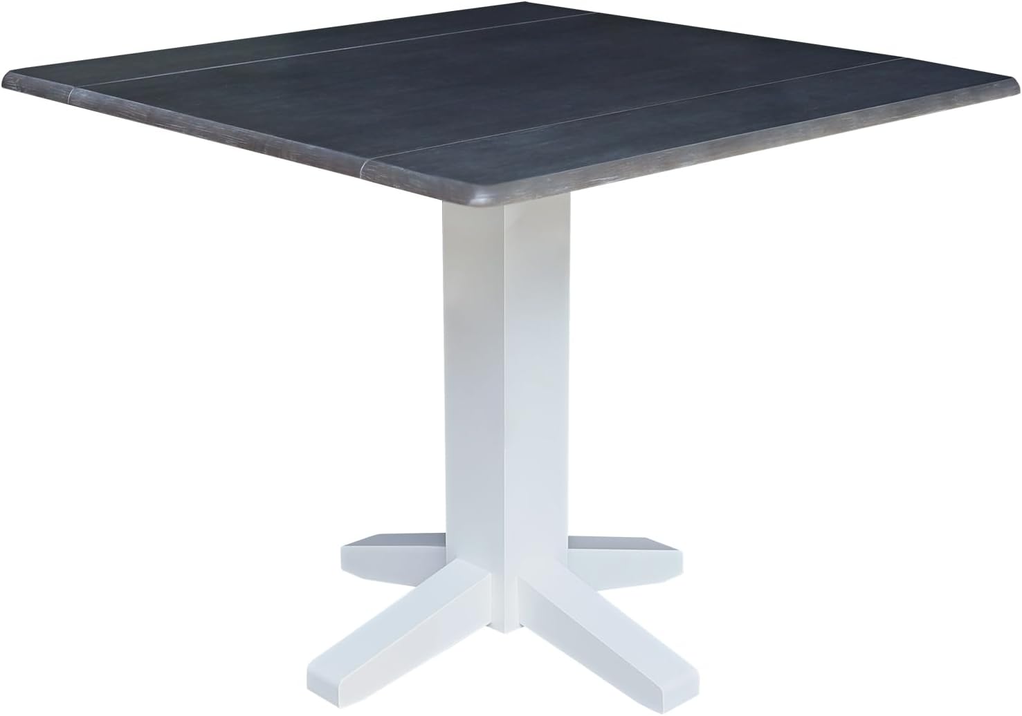 White Grey Dual Drop Leaf Square Table