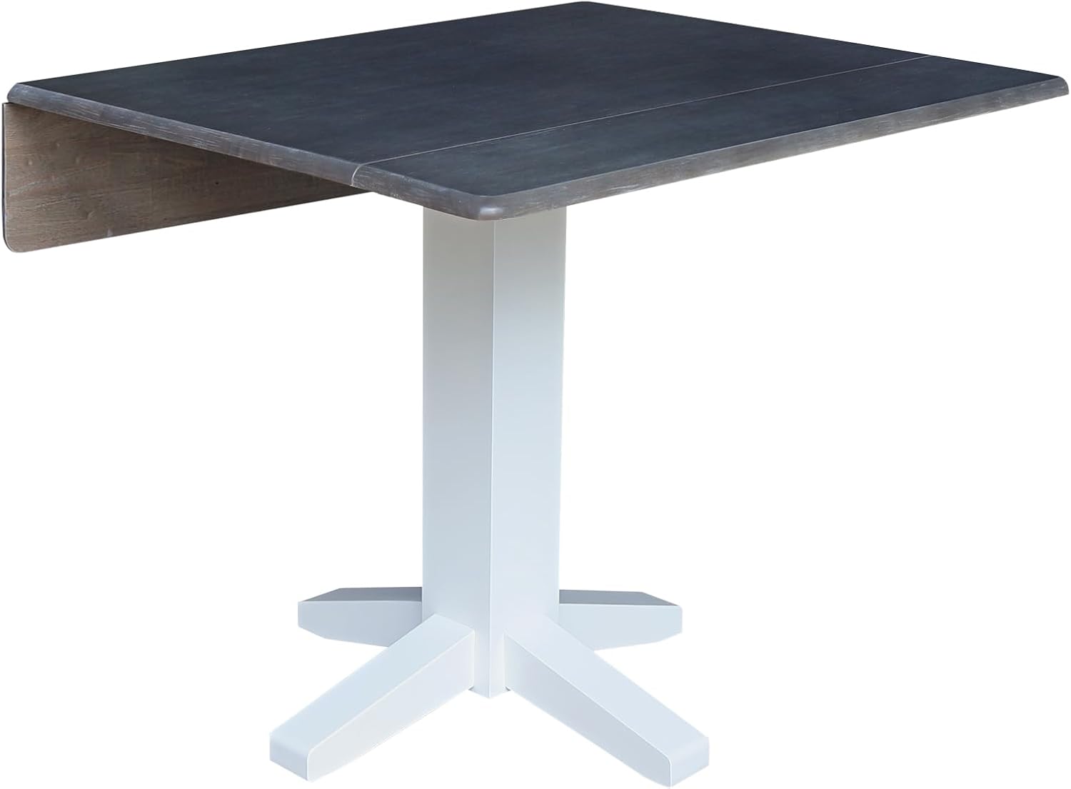 White Grey Dual Drop Leaf Square Table