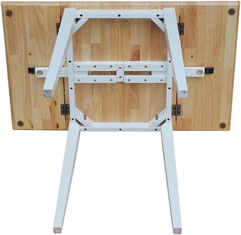 White Natural Solid Wood Drop Leaf Table