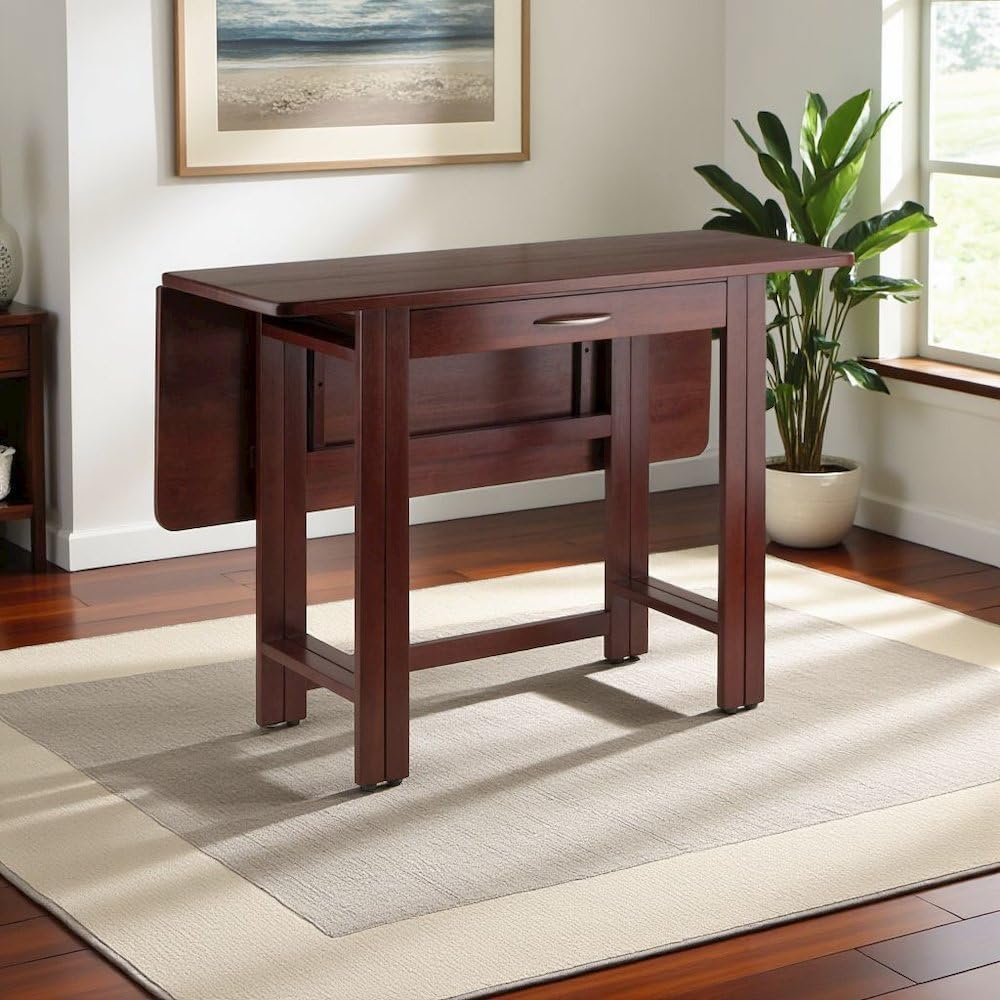 Walnut Drop Leaf Folding Dining Table