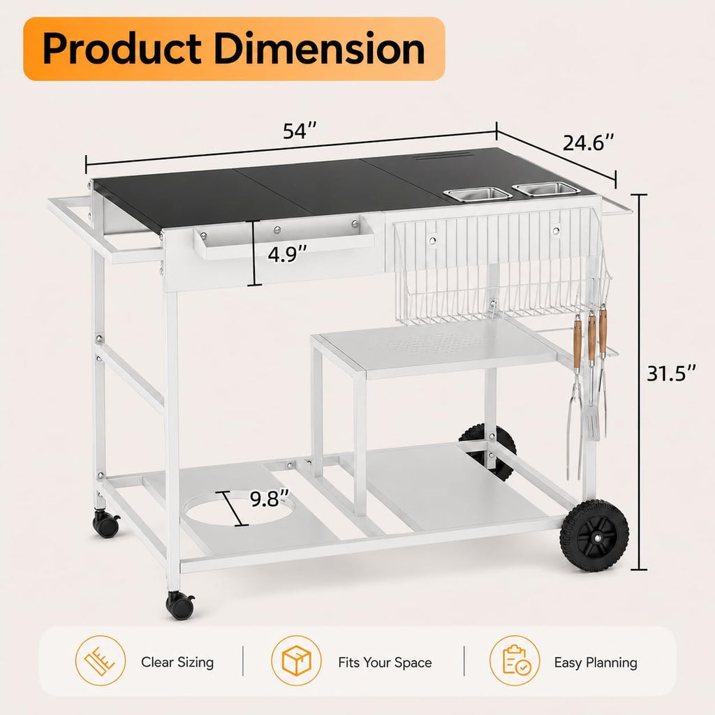 Black Rolling Kitchen Storage Cart