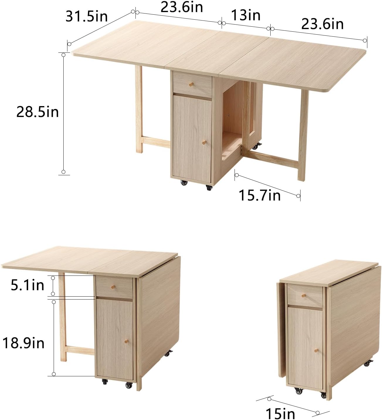 Wood Drop Leaf Dining Table Drawers Wheels