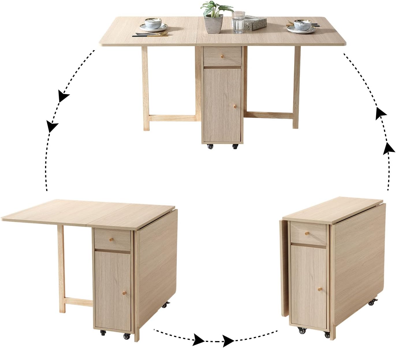 Wood Drop Leaf Dining Table Drawers Wheels