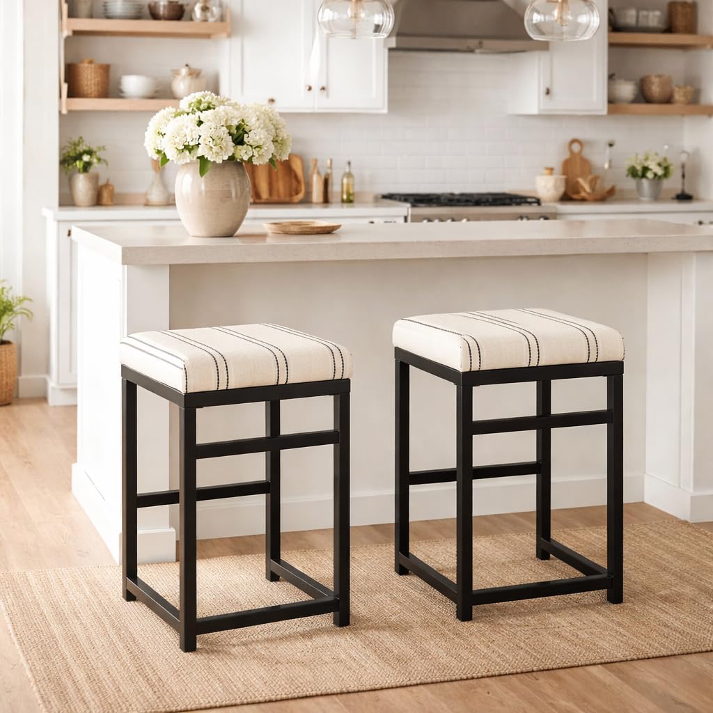 Black White Stripe Counter Stool
