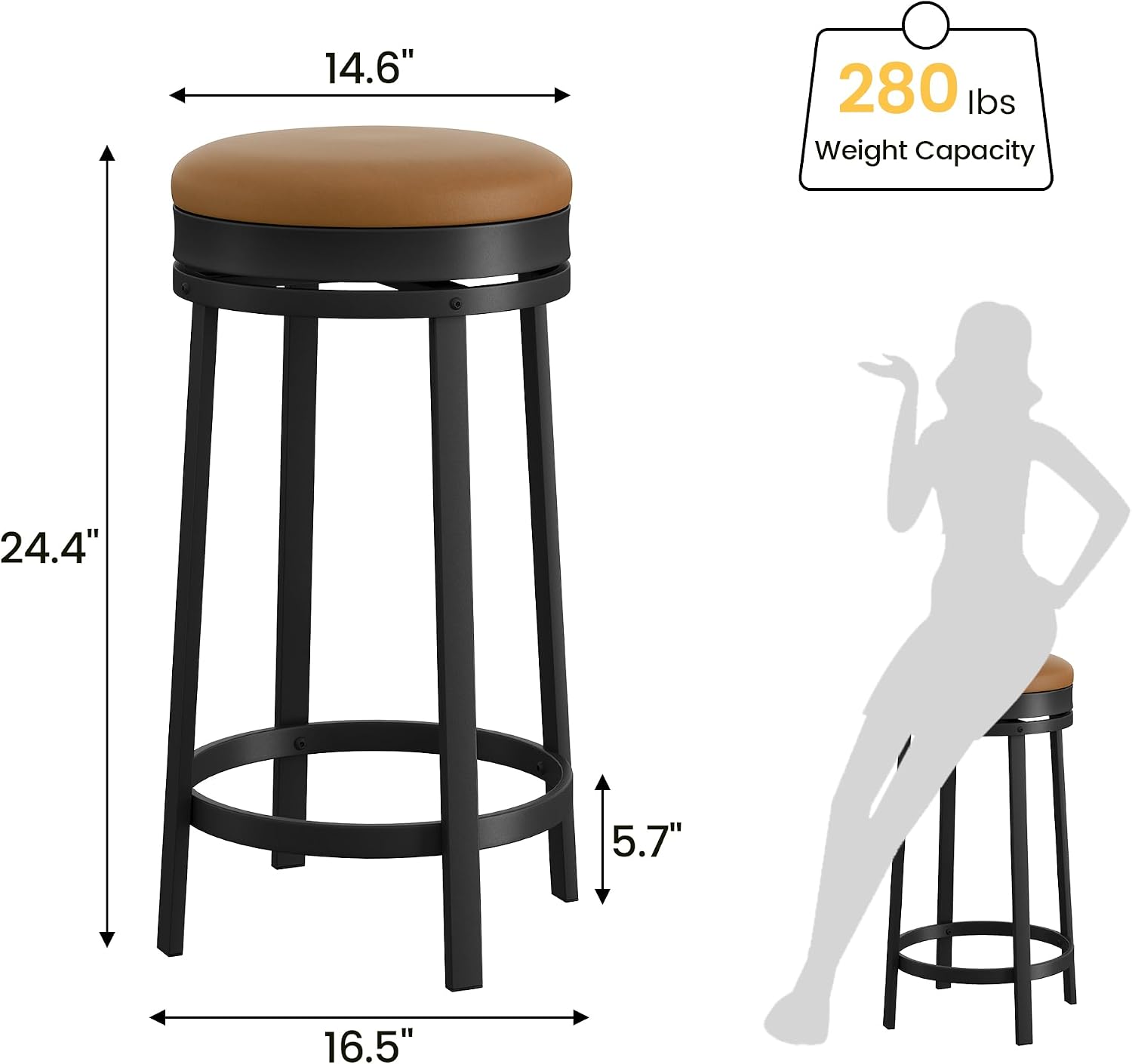 Brown Swivel Counter Bar Stools