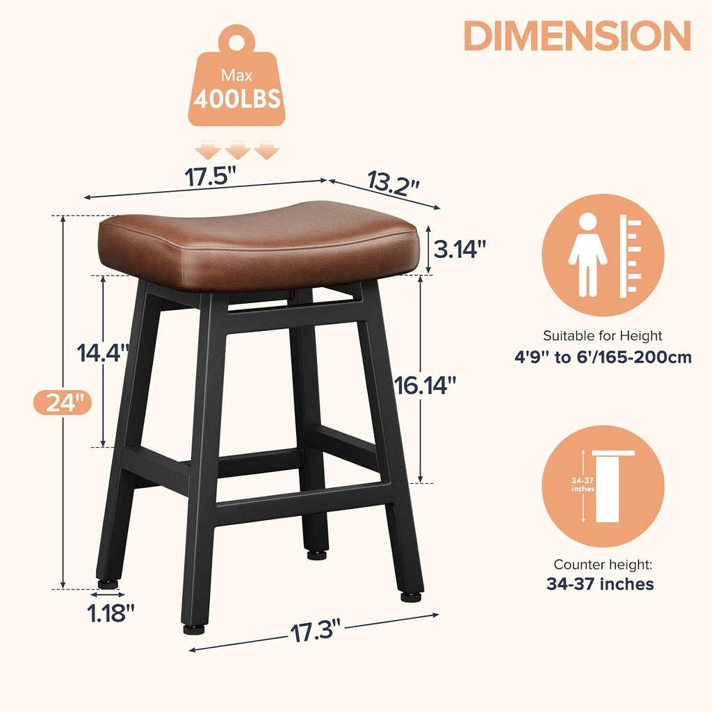 Leather Saddle Counter Bar Stools