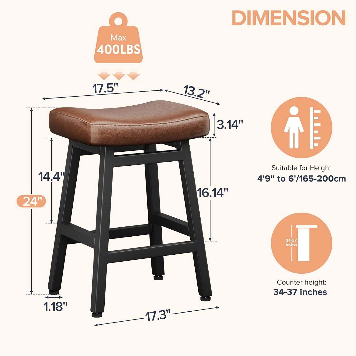 Leather Saddle Counter Bar Stools
