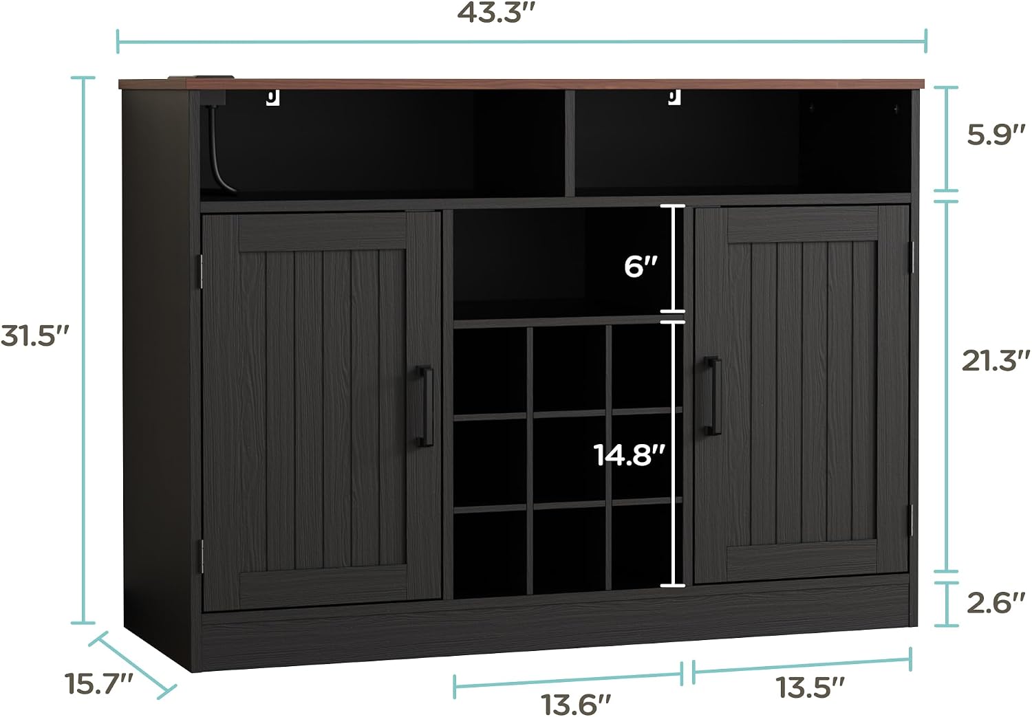 Antique Black Wine Storage Sideboard