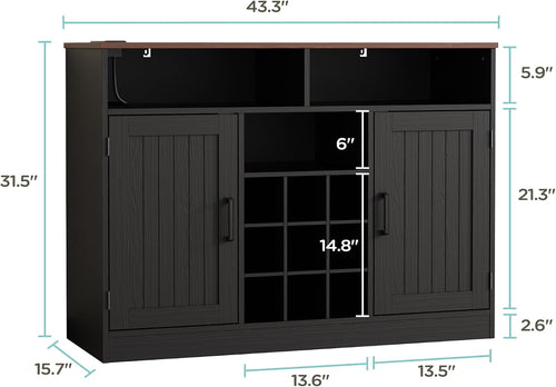 Antique Black Wine Storage Sideboard