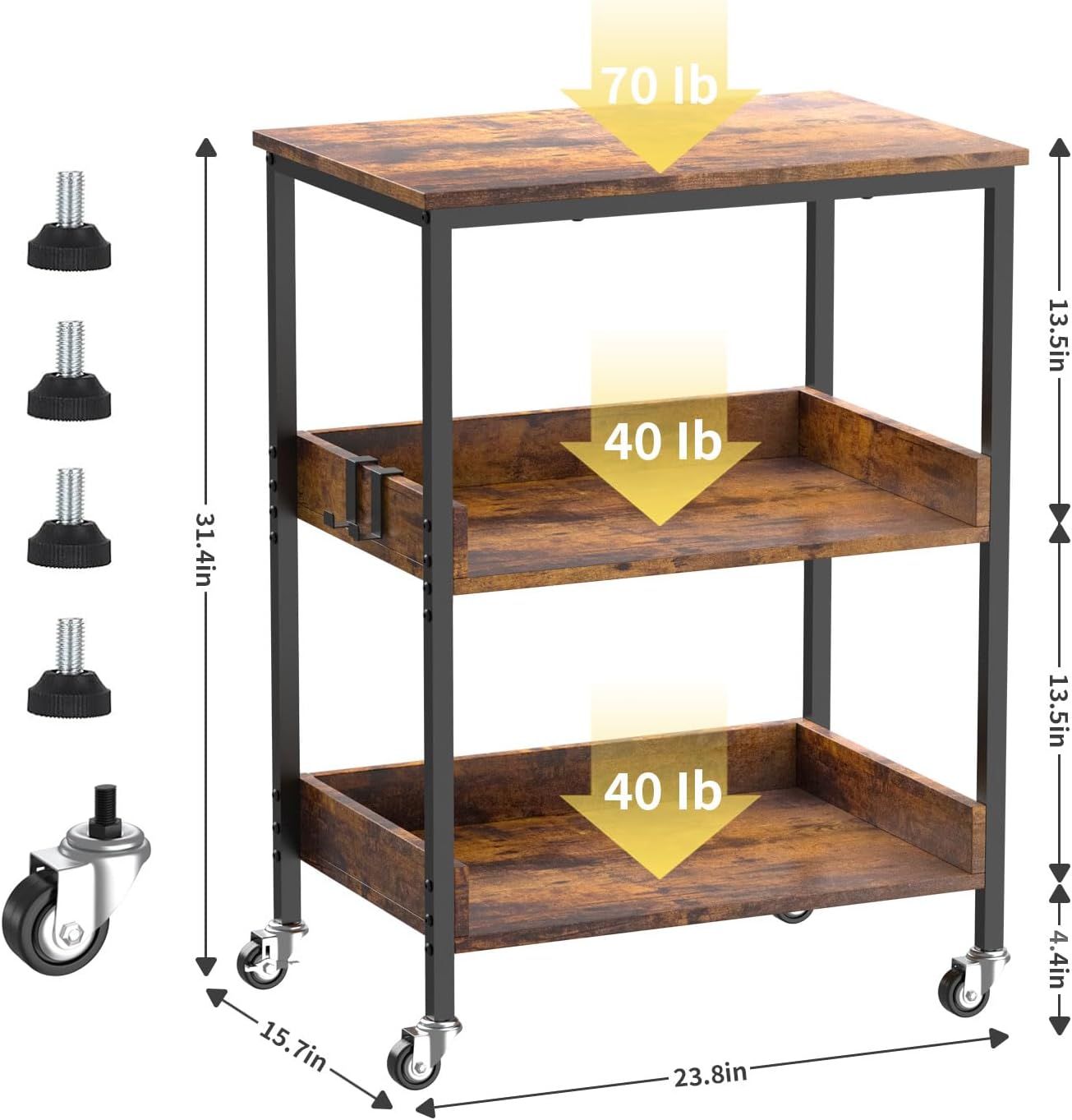 3-Tier Rolling Microwave Cart