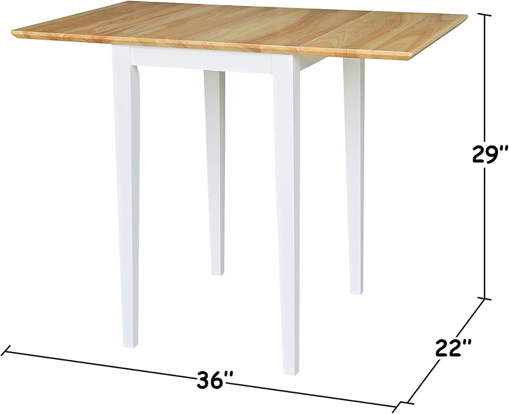 White Natural Solid Wood Drop Leaf Table