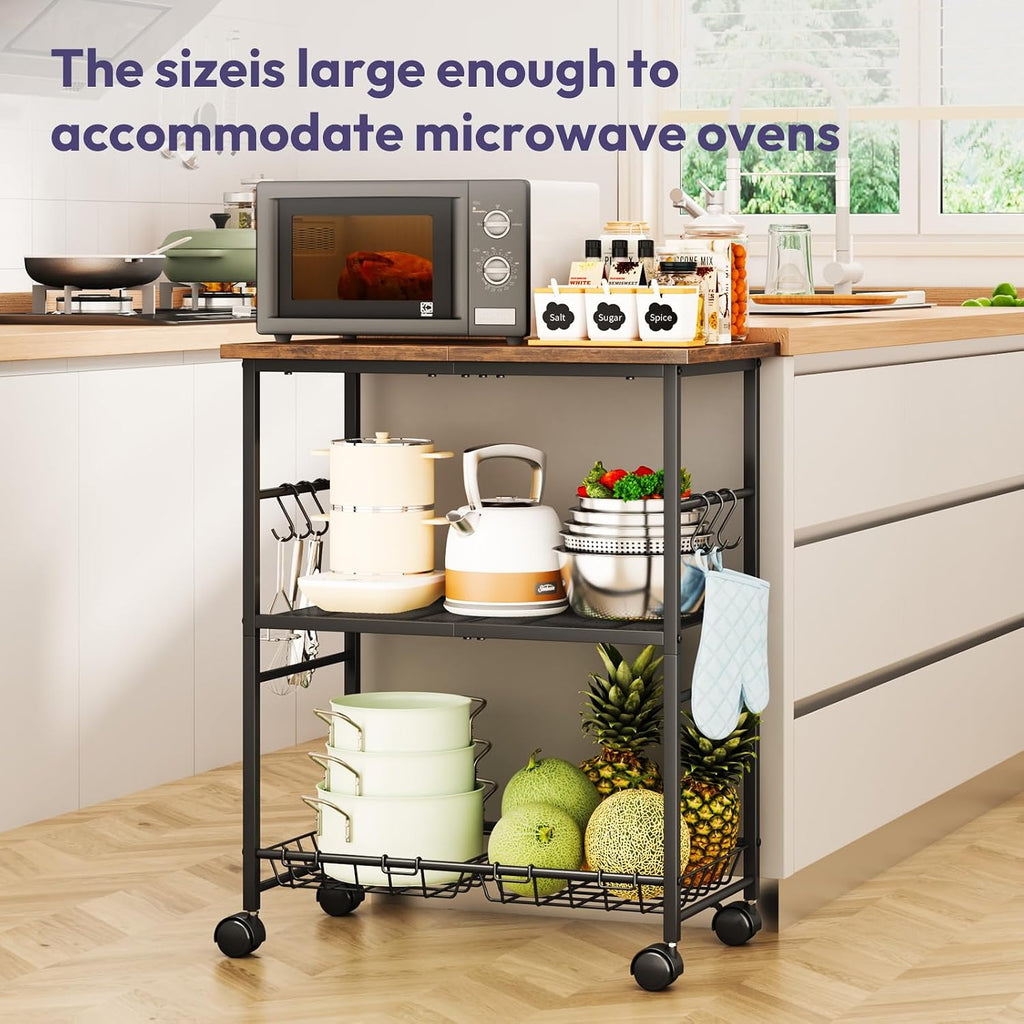 3-Tier Rolling Microwave Cart