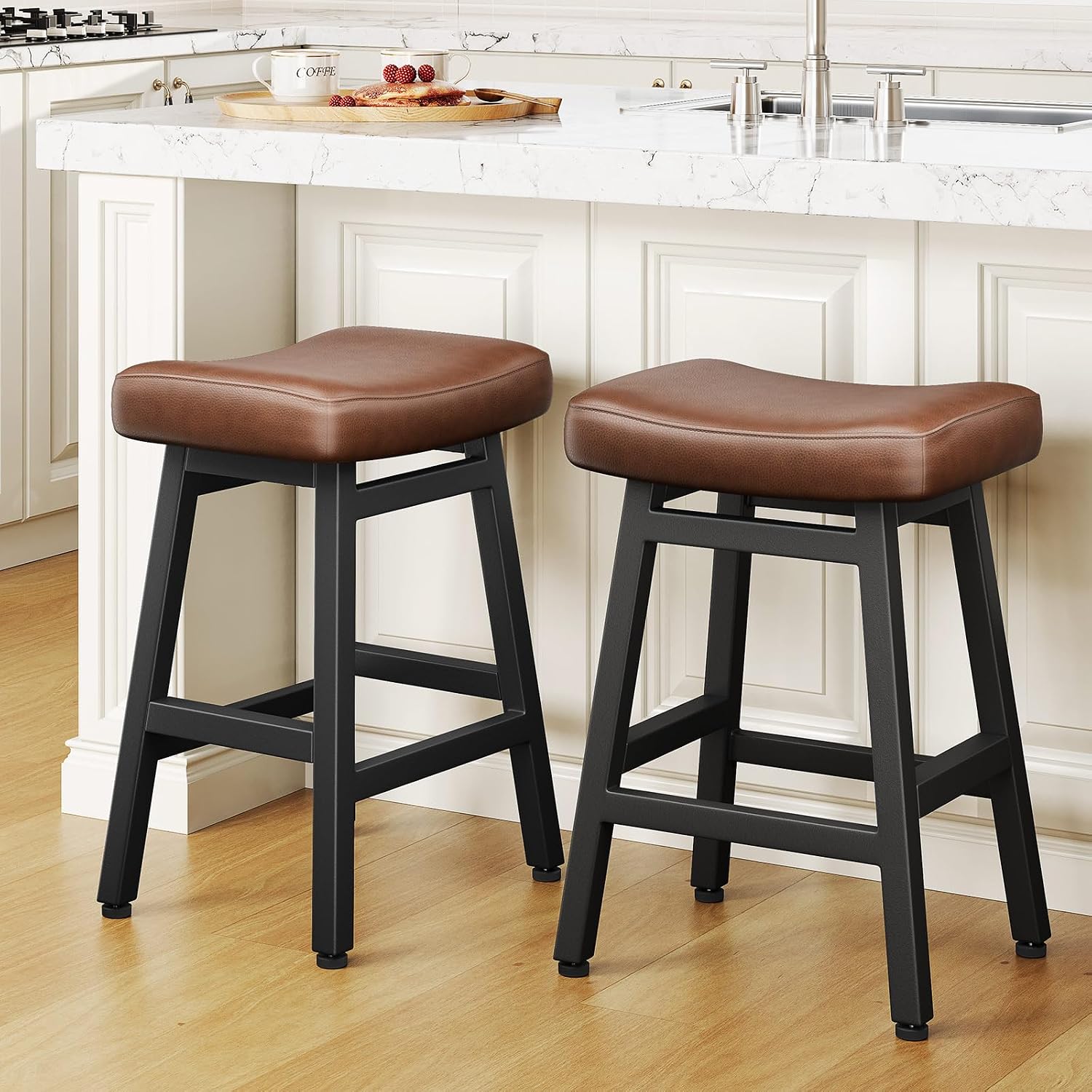 Leather Saddle Counter Bar Stools