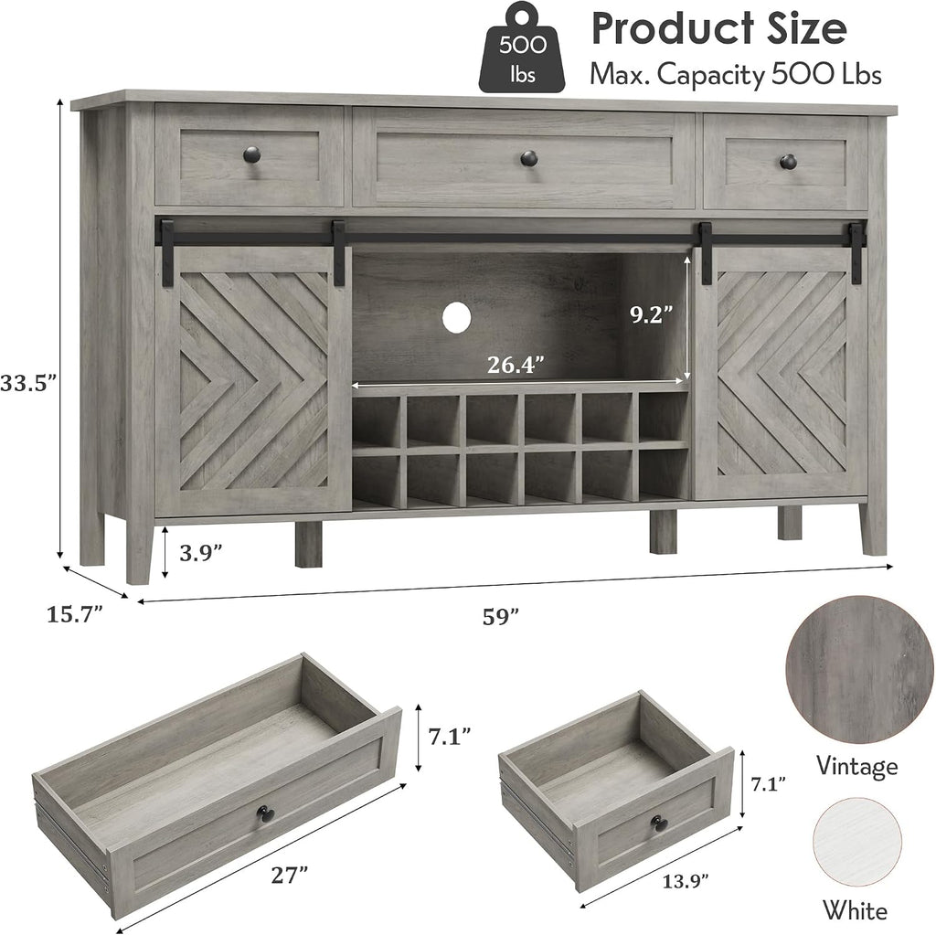 Vintage Barn Door Wine Sideboard