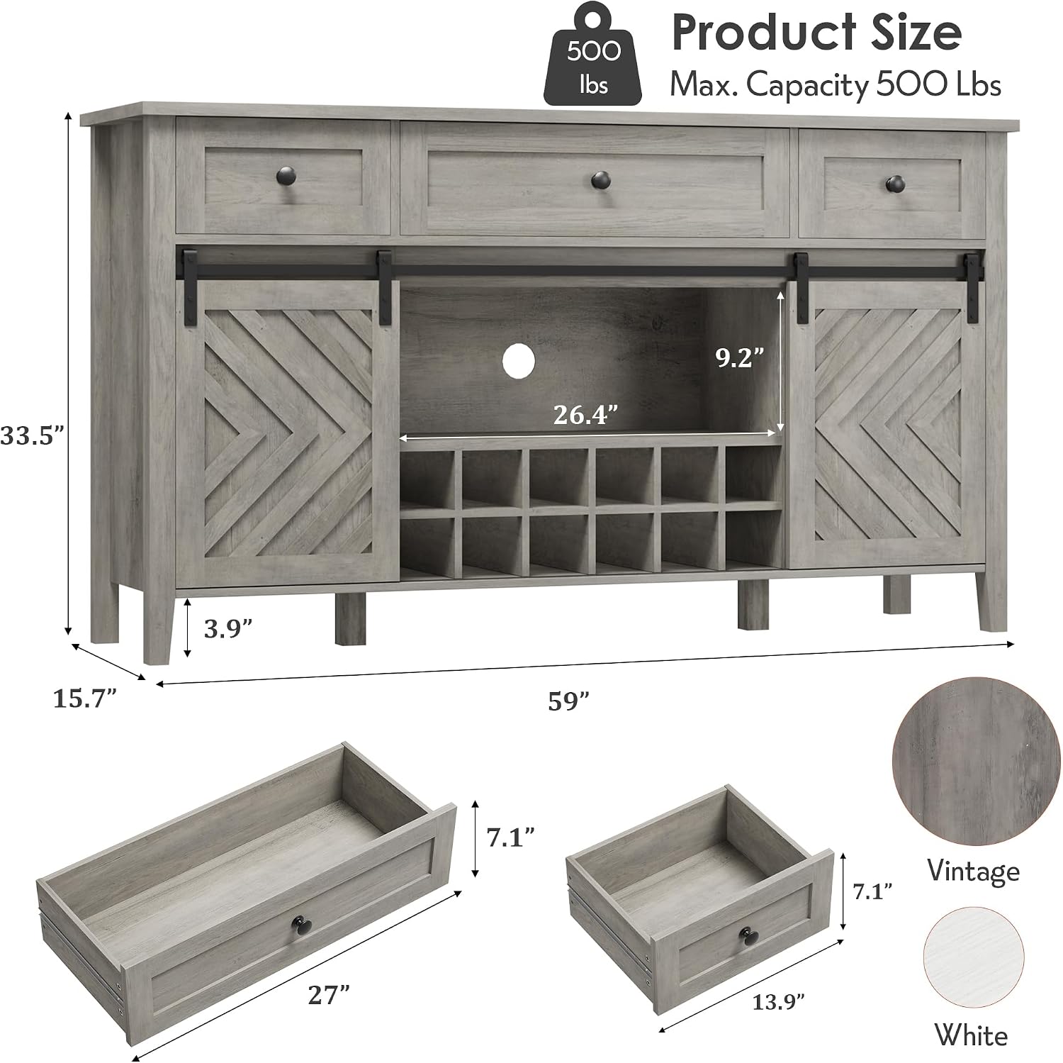 Vintage Barn Door Wine Sideboard
