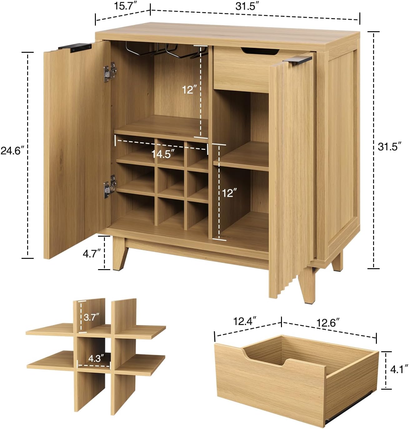 Natural Fluted Wine Sideboard