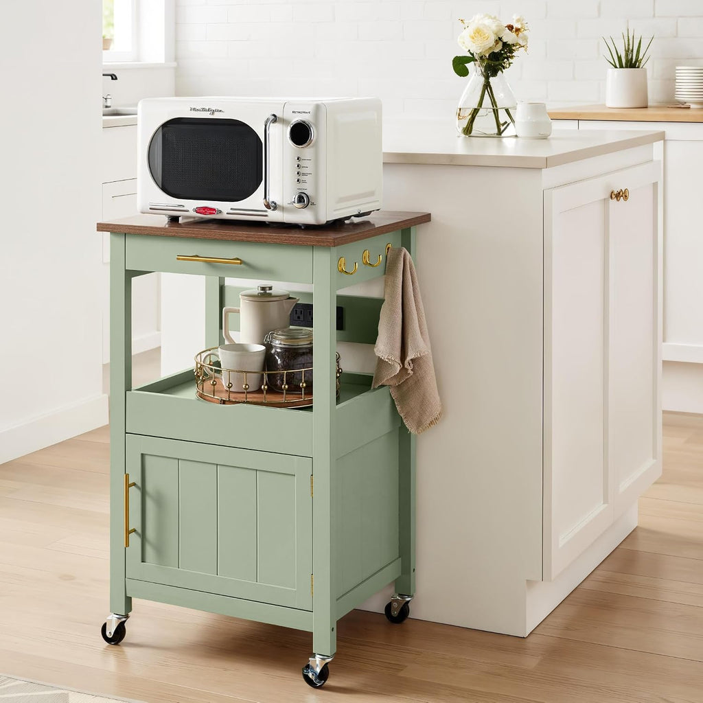 Green Rolling Kitchen Island Cart