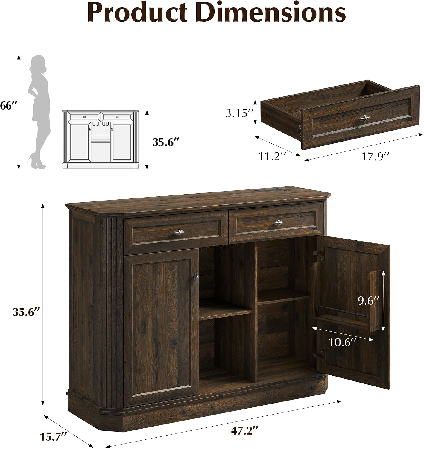 Walnut LED Wine Bar Sideboard
