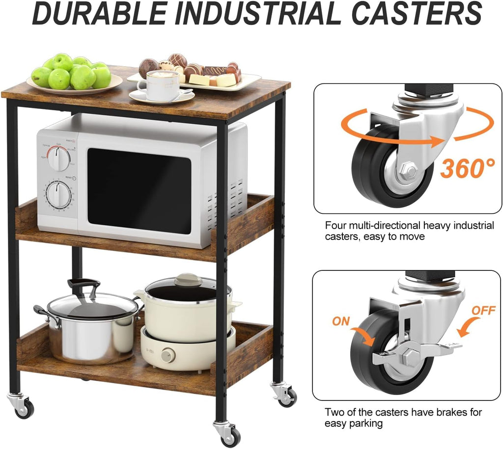 3-Tier Rolling Microwave Cart
