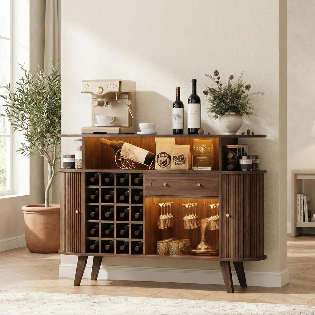 Walnut LED Wine Bar Sideboard