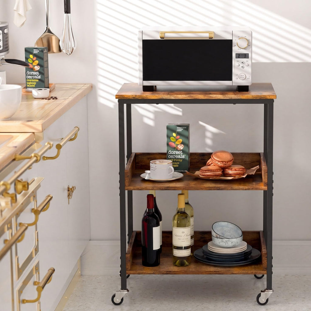 3-Tier Rolling Microwave Cart