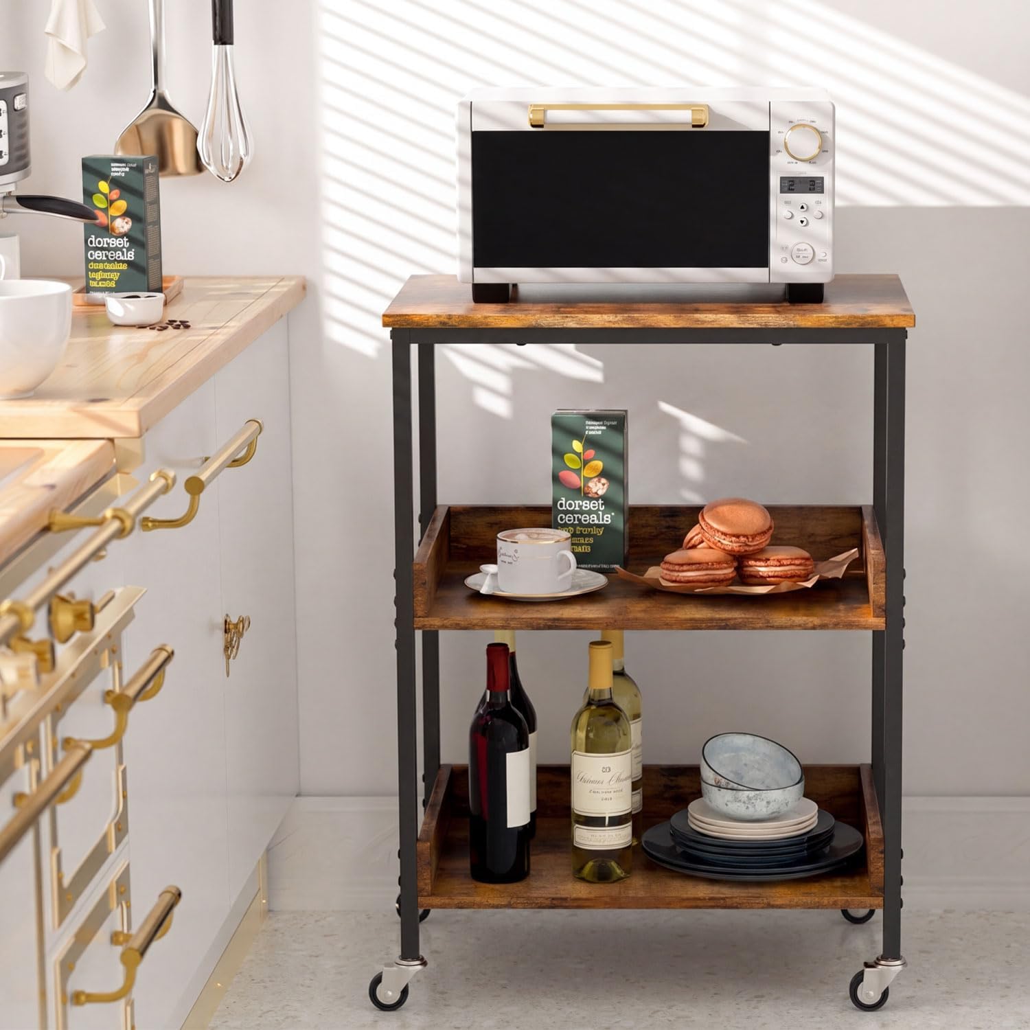 3-Tier Rolling Microwave Cart