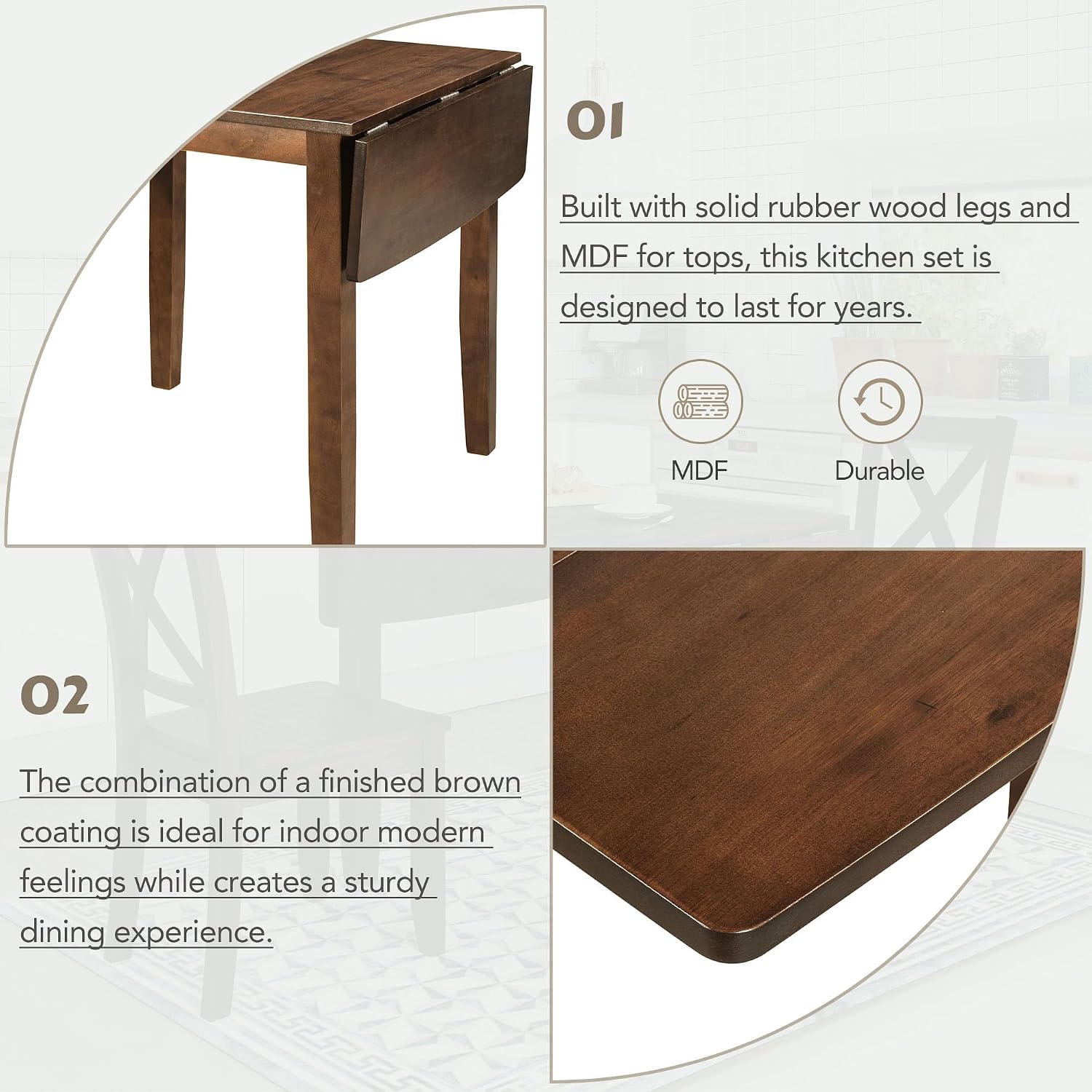 Walnut Drop Leaf Dining Table Set