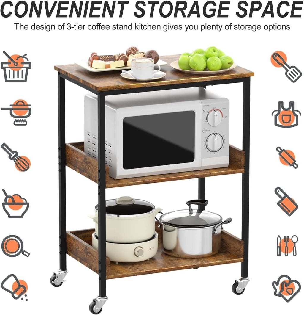 3-Tier Rolling Microwave Cart