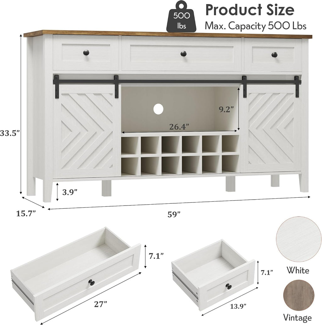 White Barn Door Farmhouse Sideboard