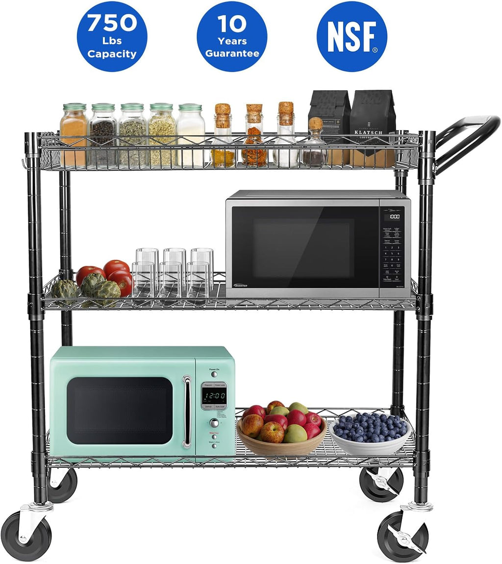3-Tier Metal Rolling Utility Cart