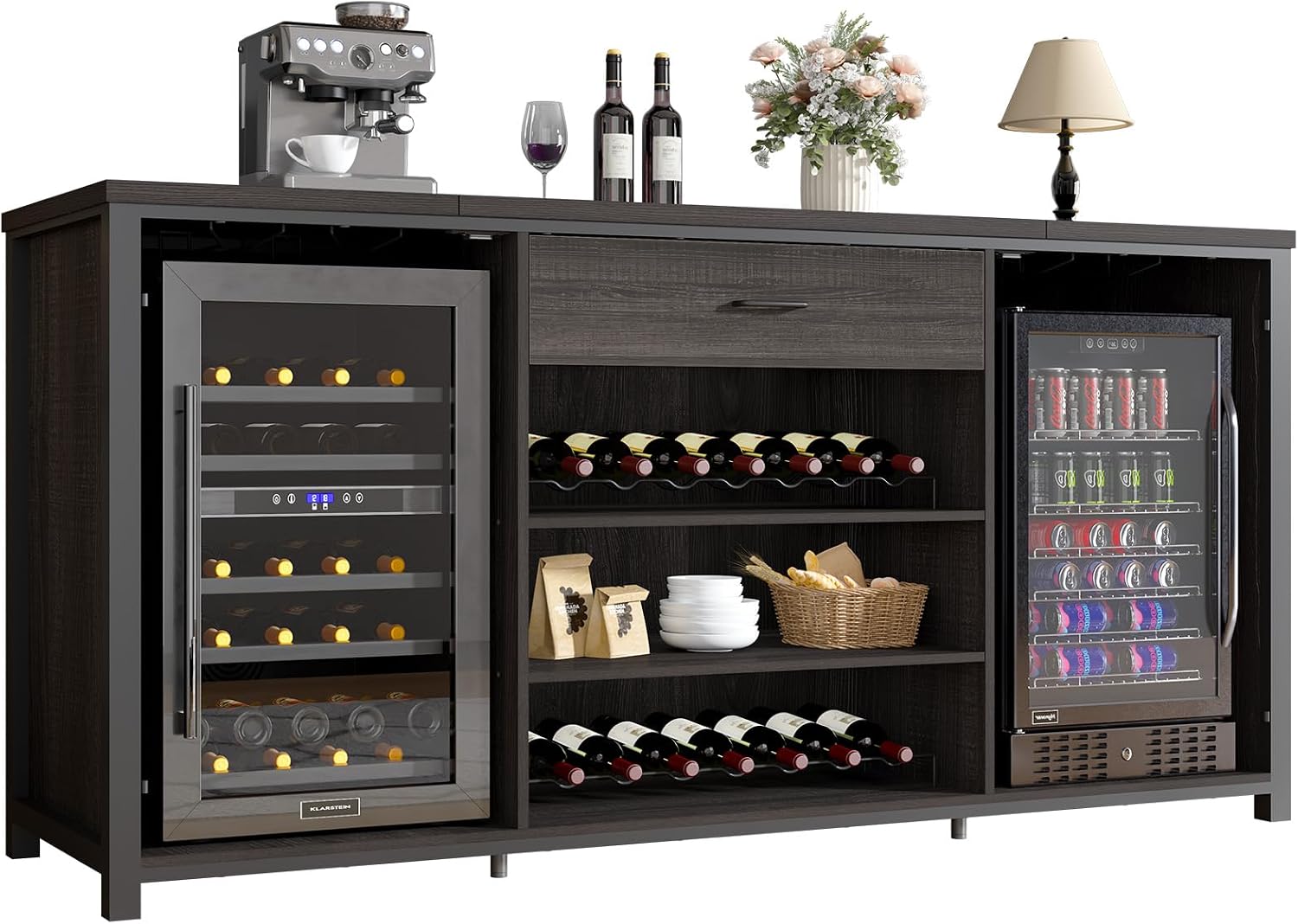 Gray Farmhouse Wine Bar Sideboard