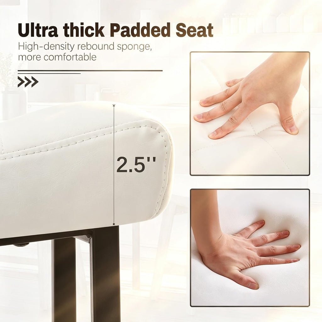 Black Faux Leather Saddle Counter Stools