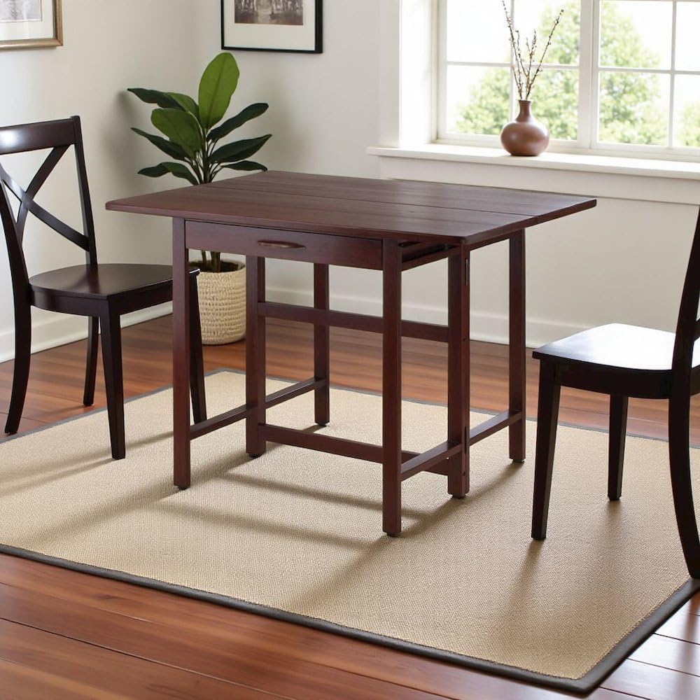 Walnut Drop Leaf Folding Dining Table