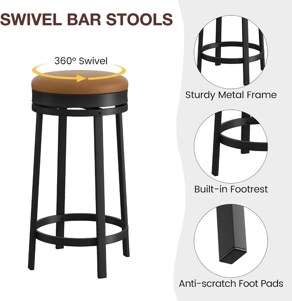 Brown Round Swivel Counter Stools