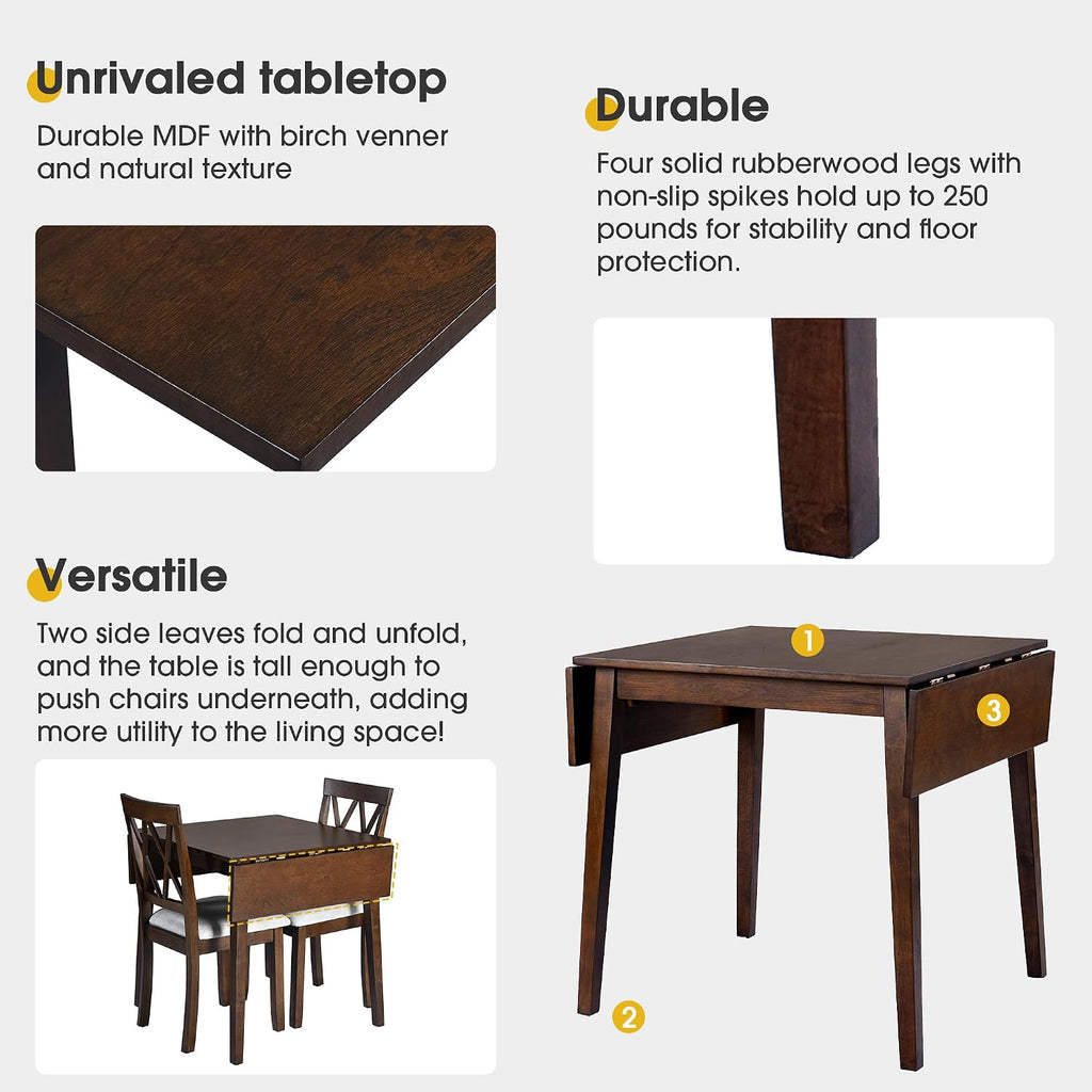 Brown Extendable Drop Leaf Dining Table
