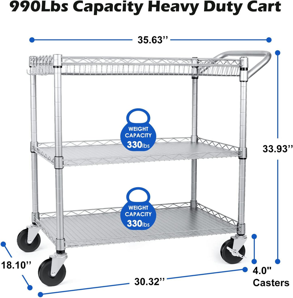 Gray Heavy Duty Rolling Utility Cart