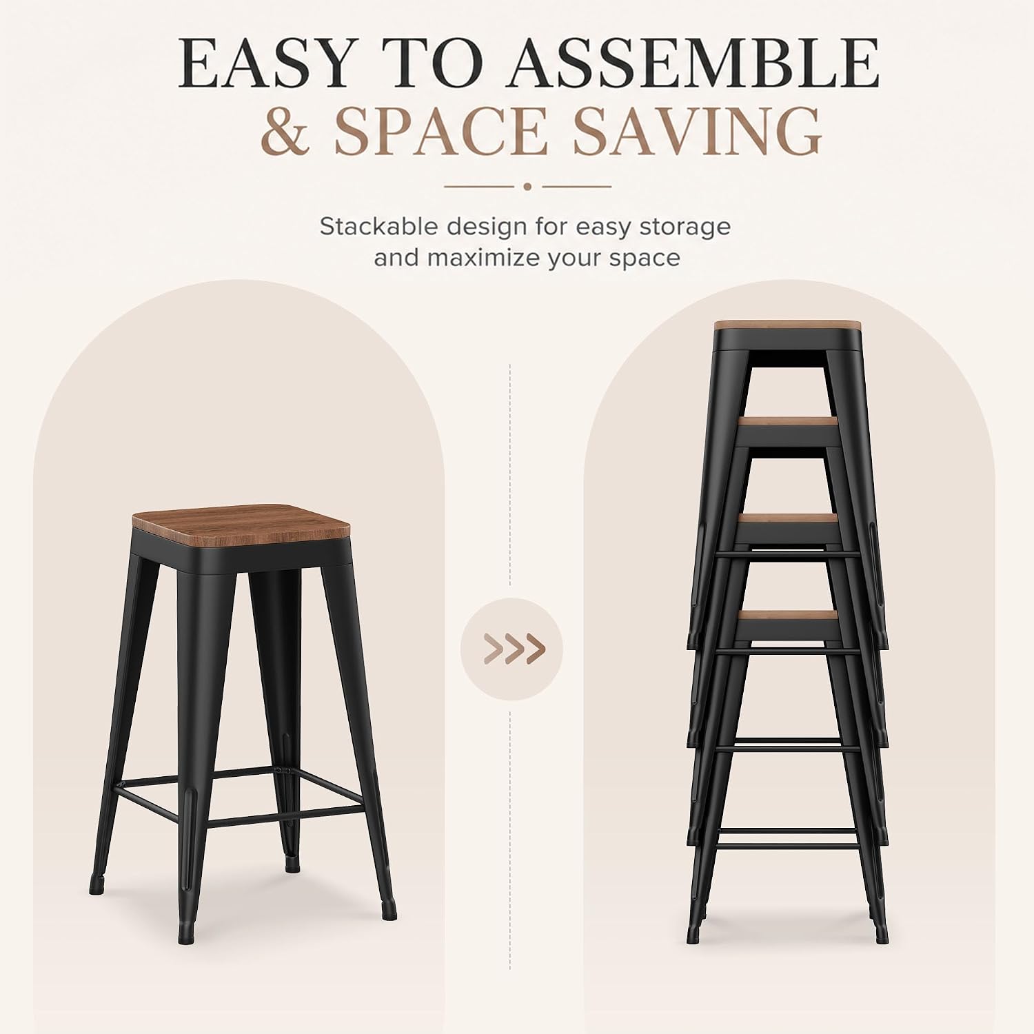 Black Wood Stackable Counter Stools