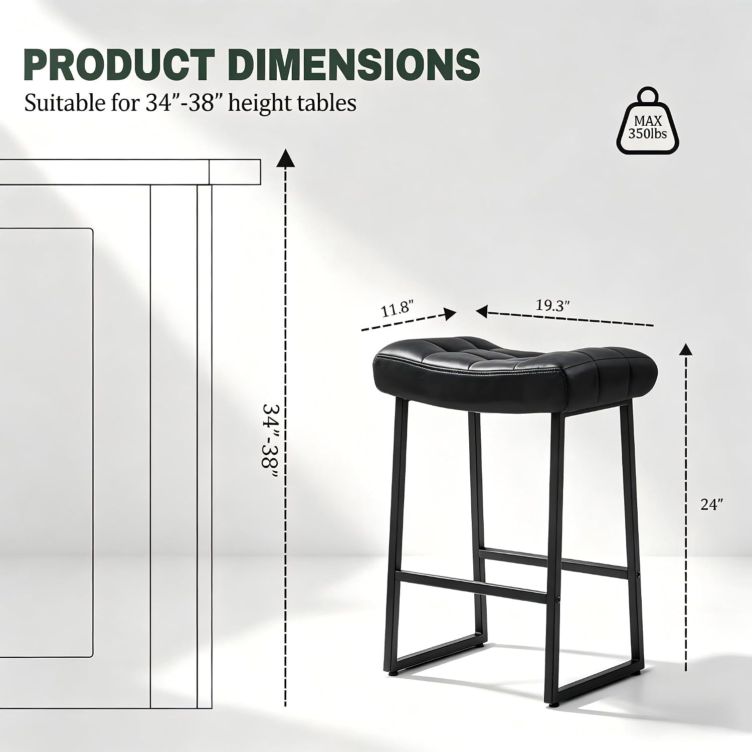 Black Saddle Counter Bar Stools