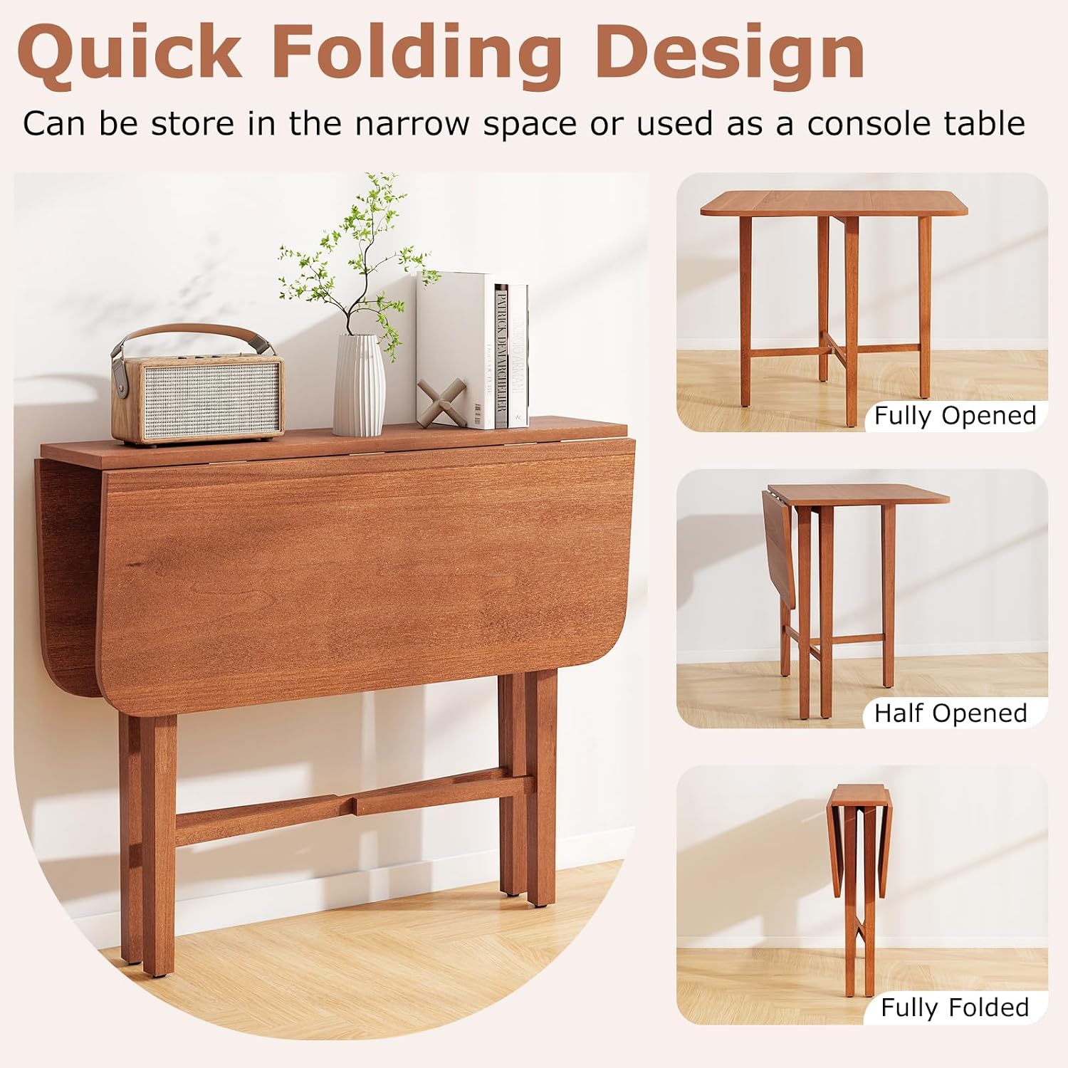Walnut Drop Leaf Extendable Dining Table