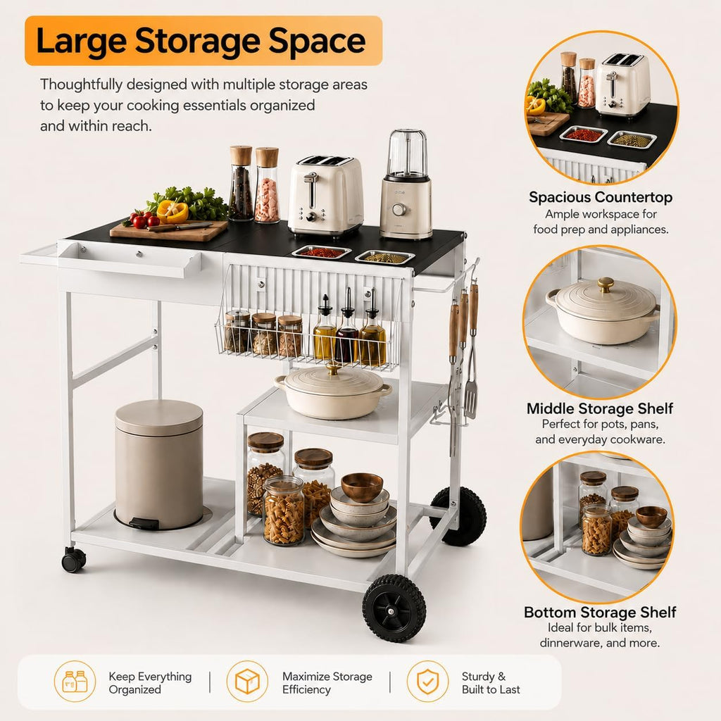 Black Rolling Kitchen Storage Cart