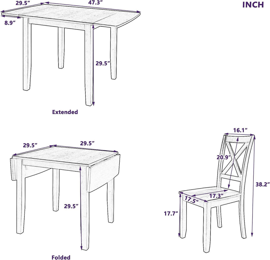 Walnut Drop Leaf Dining Table Set