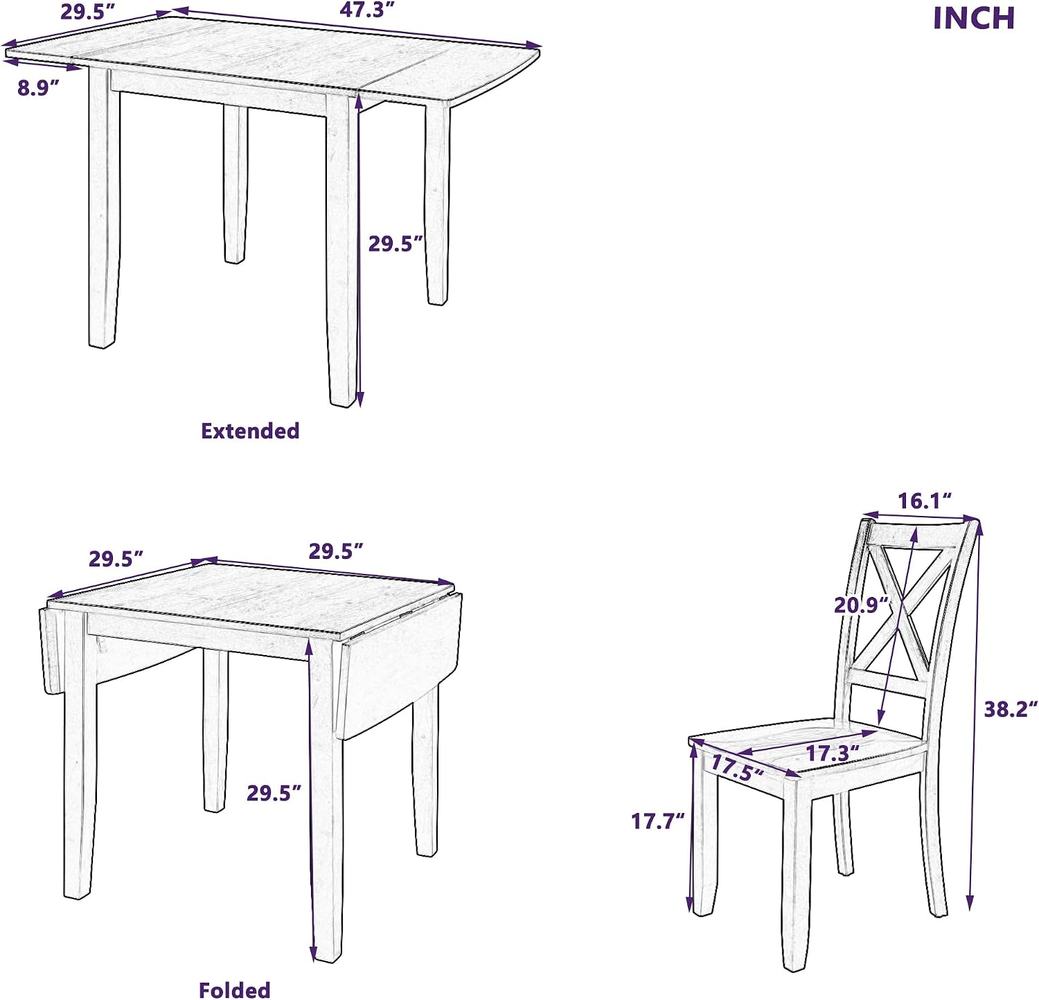 Walnut Drop Leaf Dining Table Set