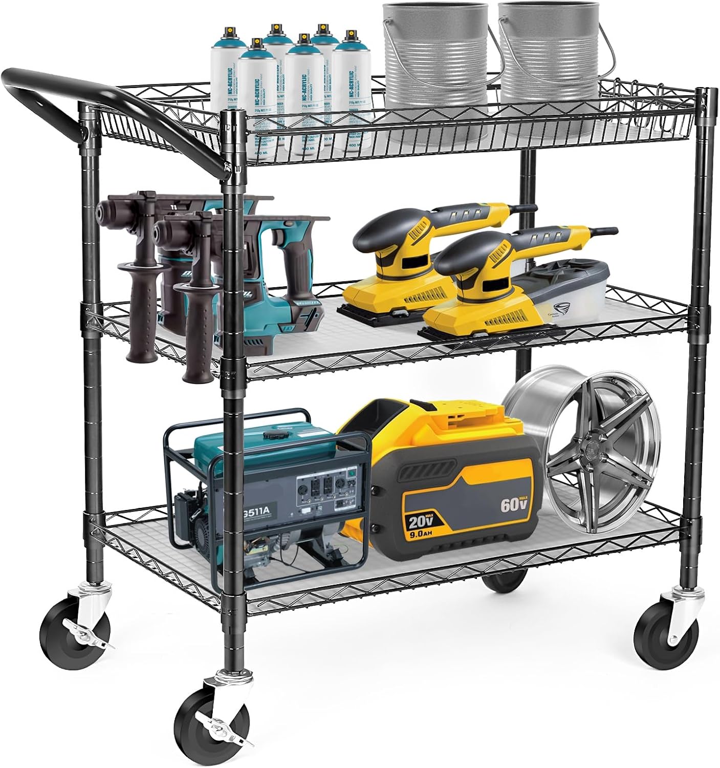 3-Tier Metal Rolling Utility Cart
