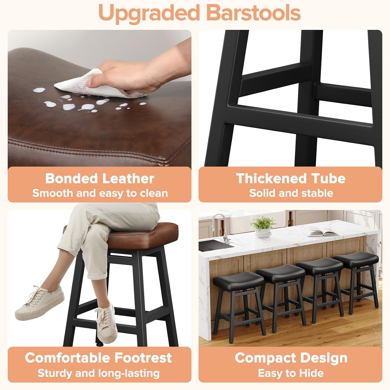 Leather Saddle Counter Bar Stools